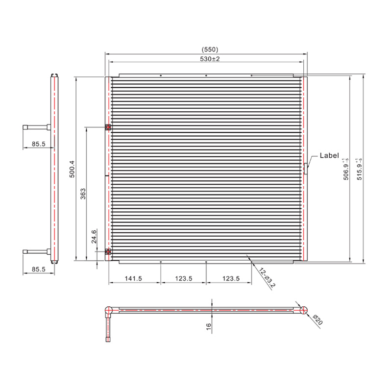 SC-1300 550*515.9mm Auto/HVAC Microchannel Condensor Spoel Micro Kanaal Warmtewisselaar