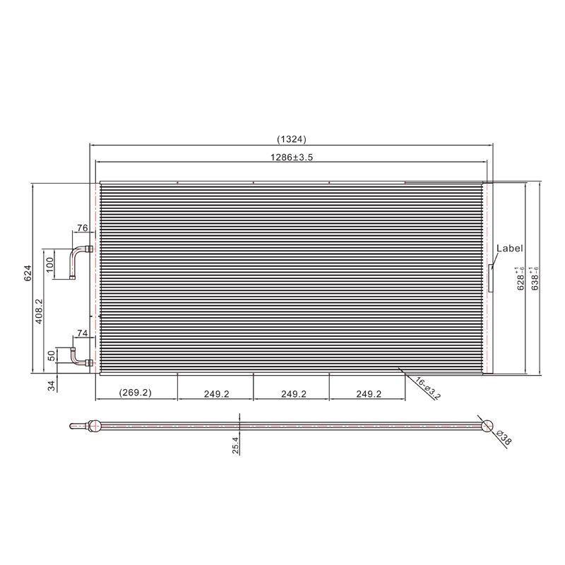 SC-1700 1324*638mm Microchannel Warmtewisselaar Buis Automobiel Airconditioning Condensorspoel